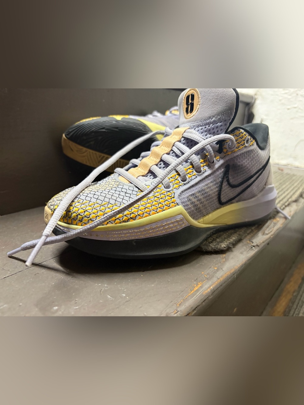 Nike Women's Sneakers in Light Purple and Yellow Accent Nike Sabrina